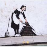 Banksy - STREET SWEEPER - Coloured Print - 11 x 11 inches - Unsigned