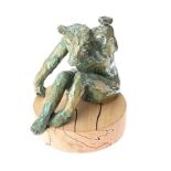 Hilary Bryson - MINOTAUR RAISING A GLASS - Glazed Terracotta Sculpture - 8 x 6 inches - Unsigned