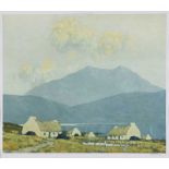 Paul Henry, RHA - CONNEMARA COTTAGES - Coloured Print - 13.5 x 15.5 inches - Signed