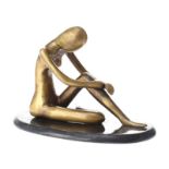 Irish School - SEATED FEMALE NUDE - Cast Bronze Sculpture - 7 x 8 inches - Unsigned