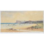 Robert Cresswell Boak, ARCA - FAIRHEAD FROM THE STRAND, BALLYCASTLE - Coloured Proof Etching - 5 x