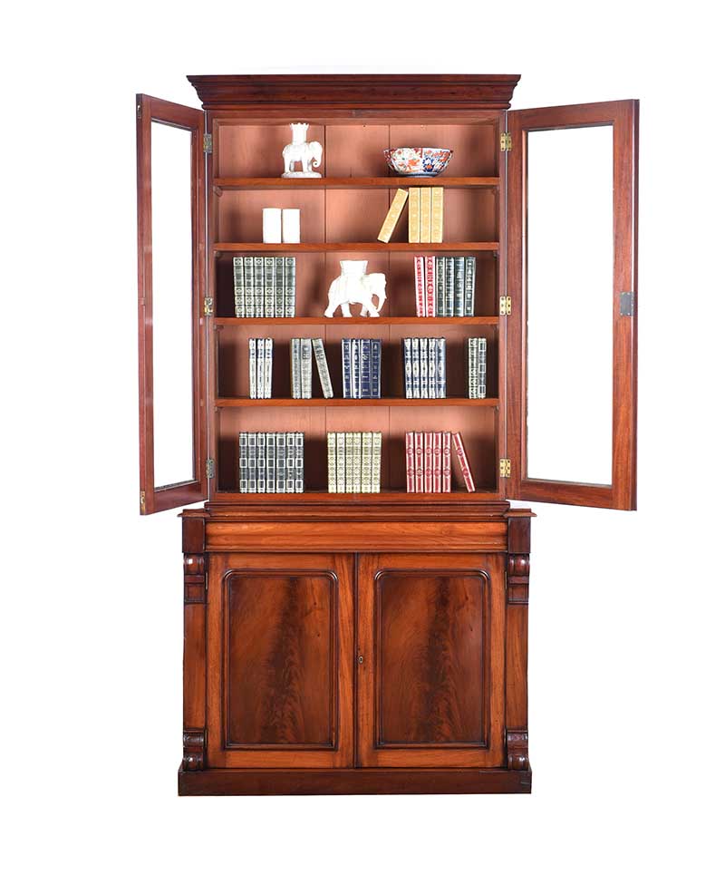 VICTORIAN MAHOGANY TWO DOOR BOOKCASE - Image 3 of 9