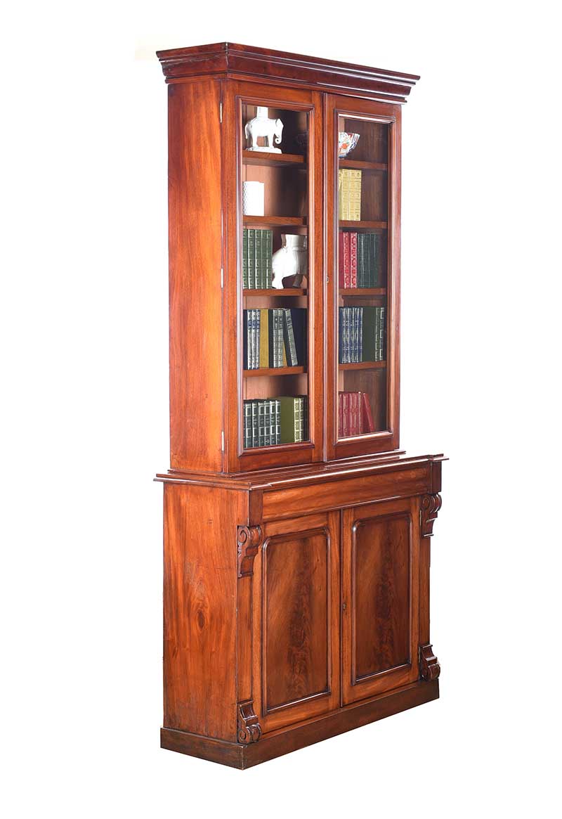 VICTORIAN MAHOGANY TWO DOOR BOOKCASE - Image 8 of 9