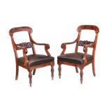 PAIR OF MAHOGANY ARMCHAIRS