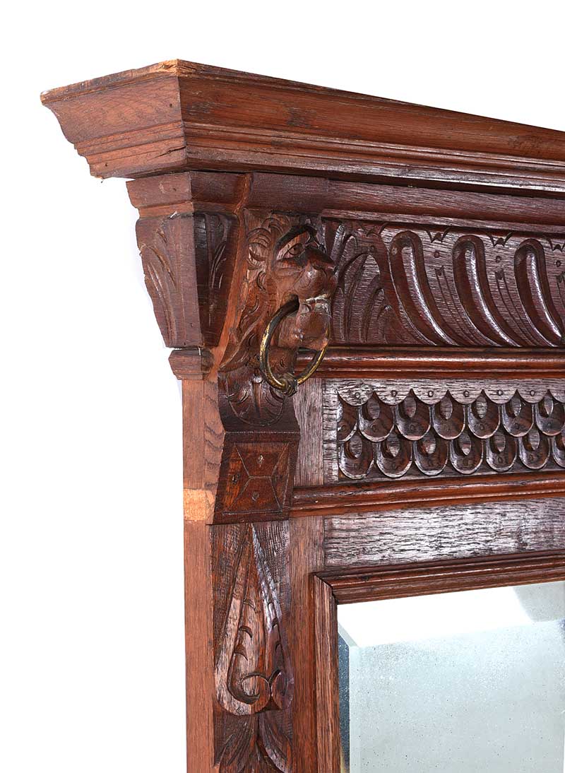 VICTORIAN CARVED OAK WALL MIRROR - Image 2 of 3