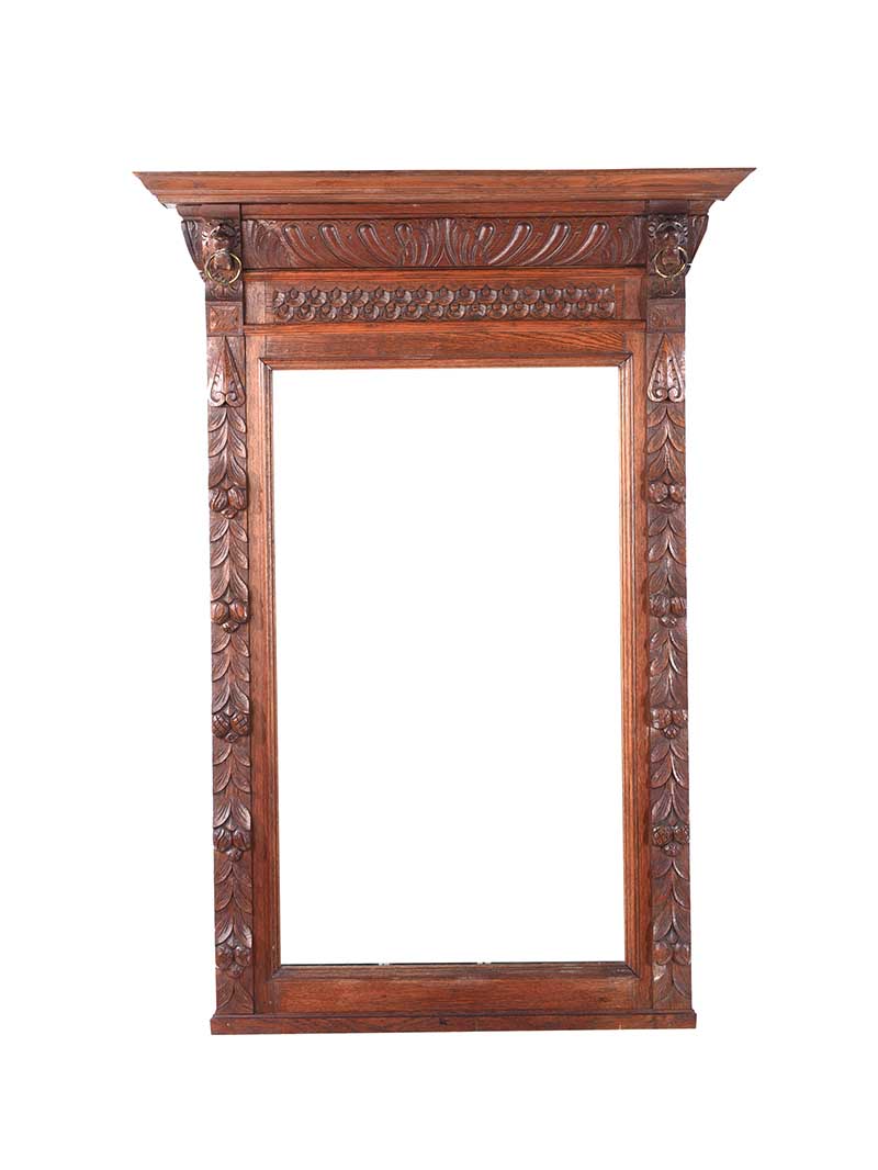 VICTORIAN CARVED OAK WALL MIRROR