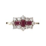 18CT GOLD RUBY AND DIAMOND BOAT RING