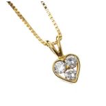18CT GOLD DIAMOND-SET HEART PENDANT AND CHAIN