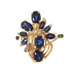 14CT GOLD SAPPHIRE AND DIAMOND RING