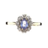9CT GOLD SAPPHIRE AND DIAMOND RING