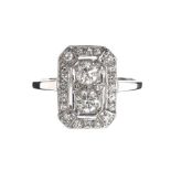 18CT WHITE GOLD ART DECO STYLE DIAMOND RING