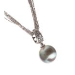 GREY SOUTH SEA PEARL ON 18CT WHITE GOLD CHAINS