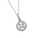 18CT WHITE GOLD DIAMOND HALO PENDANT