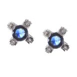 18CT WHITE GOLD SAPPHIRE AND DIAMOND EARRINGS