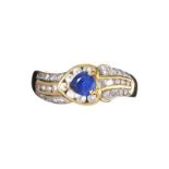 18CT GOLD SAPPHIRE AND DIAMOND RING