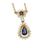 18CT GOLD SAPPHIRE AND DIAMOND NECKLACE