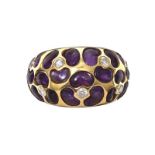 18CT GOLD AMETHYST AND DIAMOND RING