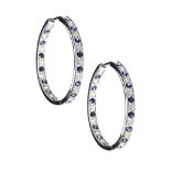 18CT WHITE GOLD SAPPHIRE AND DIAMOND HOOP EARRINGS