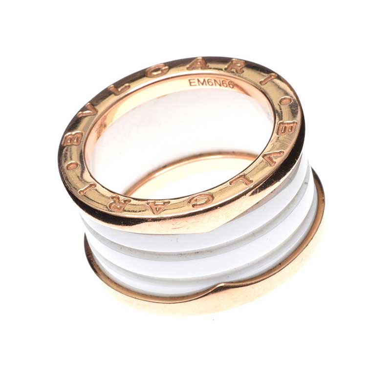 BVLGARI 18CT ROSE GOLD AND CERAMIC RING