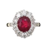 18CT GOLD RUBY AND DIAMOND RING