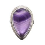 STERLING SILVER RING SET WITH AMETHYST
