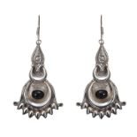 STERLING SILVER GARNET DROP EARRINGS