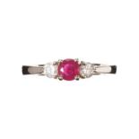 18CT GOLD RUBY AND DIAMOND RING