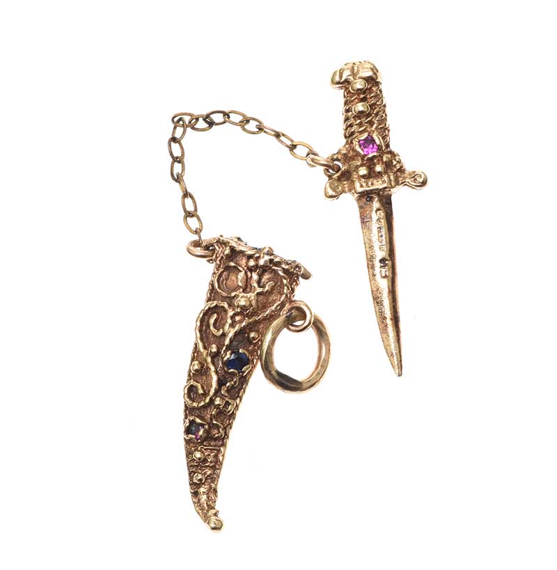 9CT GOLD GEM-SET SABRE CHARM - Image 2 of 3