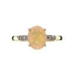 9CT GOLD OPAL AND DIAMOND RING
