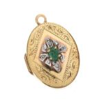 9CT GOLD EMERALD AND DIAMOND LOCKET