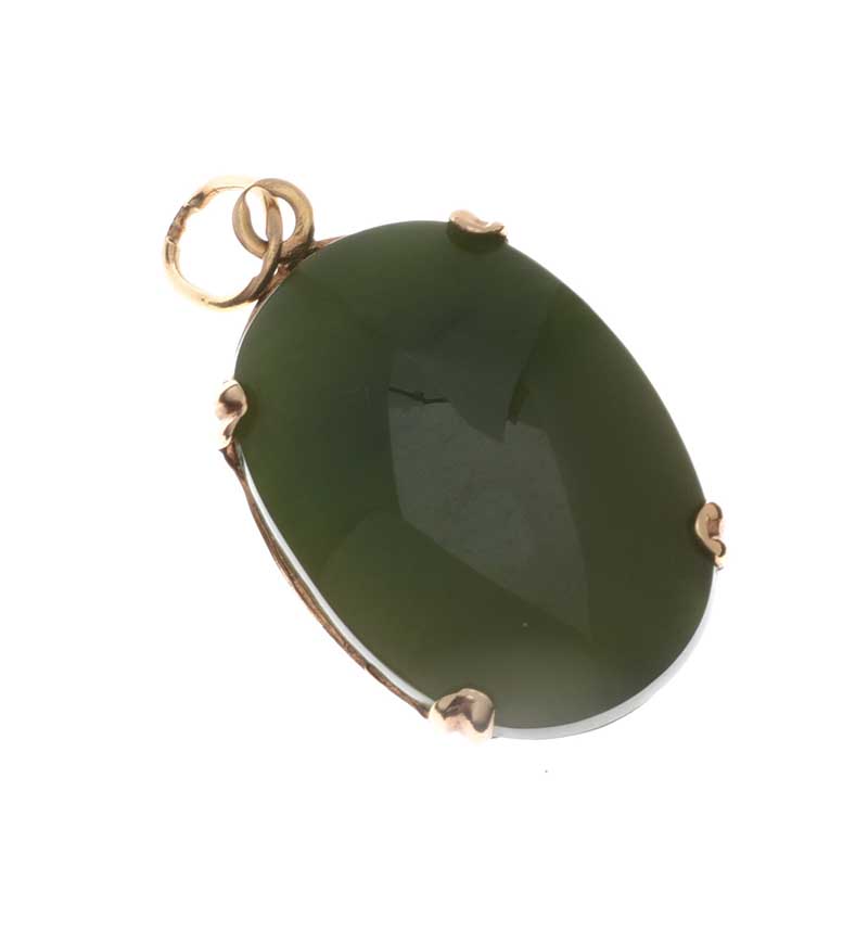 9CT GOLD MOUNTED JADE PENDANT - Image 2 of 2