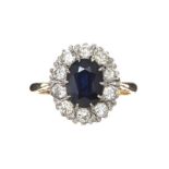 18CT GOLD SAPPHIRE AND DIAMOND RING