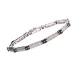 18CT WHITE GOLD SAPPHIE AND DIAMOND BRACELET