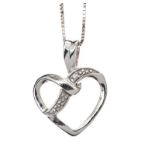 9CT WHITE GOLD DIAMOND-SET HEART PENDANT AND CHAIN