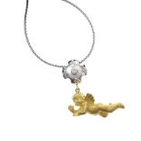 18CT GOLD CHERUB AND DIAMOND PENDANT AND CHAIN