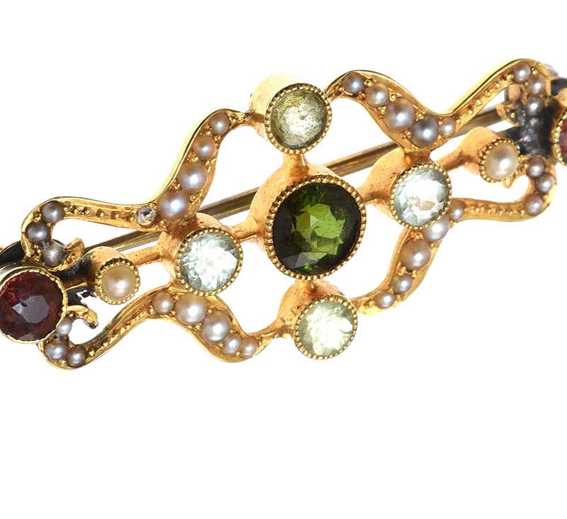 15CT GOLD MULTI-GEM BROOCH - Image 2 of 3