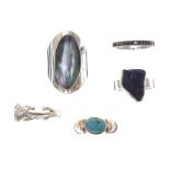 SELECTION OF STERLING SILVER GEM-SET RINGS