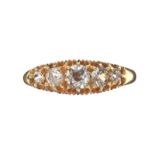 ANTIQUE 18CT GOLD FIVE STONE DIAMOND RING