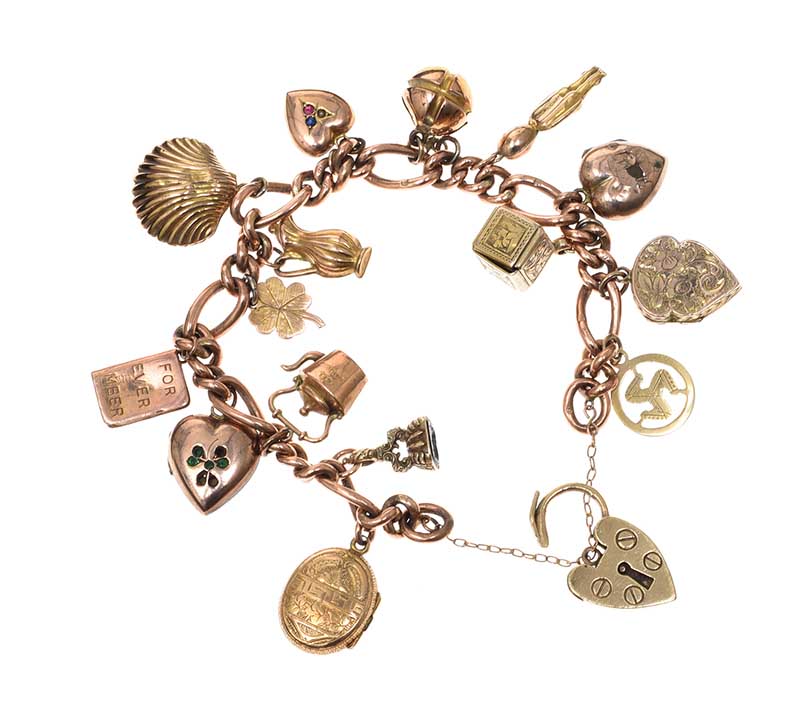 9CT GOLD CHARM BRACELET