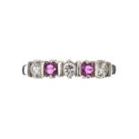 14CT WHITE GOLD RUBY AND DIAMOND RING