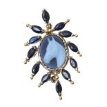 18CT GOLD CAMEO AND SAPPHIRE BROOCH