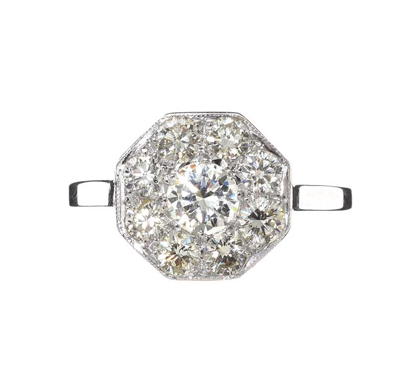 PLATINUM CLUSTER DIAMOND RING