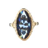 9CT GOLD BLUE TOURMALINE RING