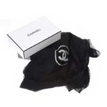 CHANEL BLACK CASHMERE SCARF WITH BOX
