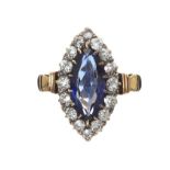 ANTIQUE 18CT GOLD SAPPHIRE AND DIAMOND RING