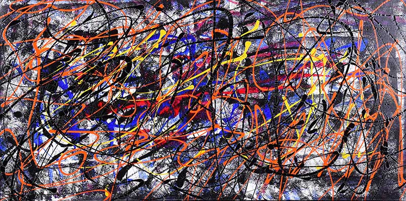 Kevin Sharkey - I LOVE CHAOS - Oil on Canvas - 24 x 48 inches - Signed