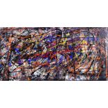 Kevin Sharkey - I LOVE CHAOS - Oil on Canvas - 24 x 48 inches - Signed