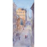 Lydia de Burgh, RUA UWS - CITY STREET - Watercolour Drawing - 5 x 3 inches - Unsigned