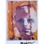 Basil Blackshaw, HRHA HRUA - TRAVELLER'S HEAD I - Coloured Print - 7 x 5 inches - Signed