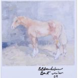 Basil Blackshaw, HRHA HRUA - STANDING HORSE - Coloured Print - 6 x 7 inches - Signed